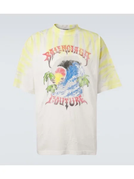 Tricou Balenciaga cu imagine din jerseu cu legături alb