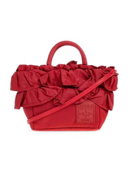 Mała mały shopperka Ganni z autografem czerwona