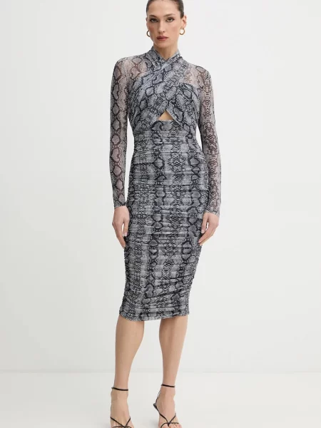 Bardot rochie mini mulată gri