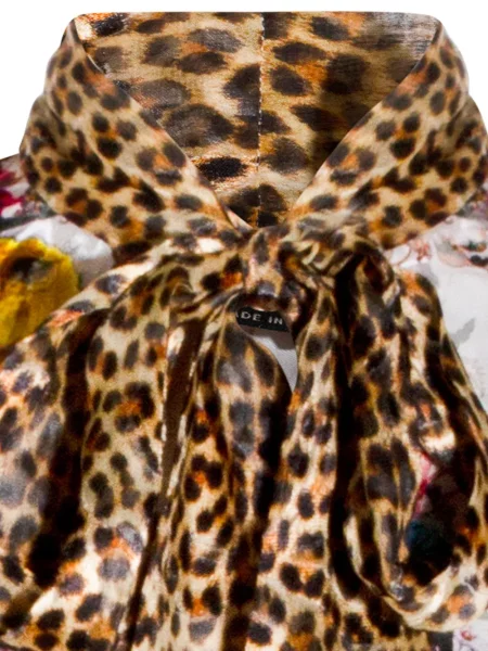 Bluză Roberto Cavalli cu funde cu model floral