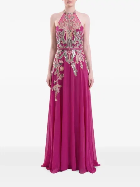 Rochie maxi Saiid Kobeisy cu gât halter roz