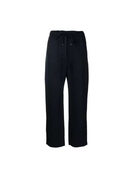 Lniane spodnie Tommy Hilfiger wsuwane niebieskie