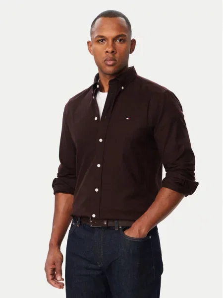 Tommy Hilfiger Cămașă Flannel Solid închis maro