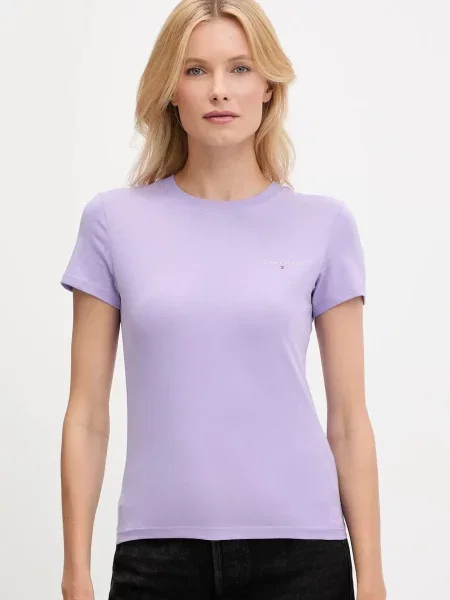 Тениска Tommy Jeans виолетово