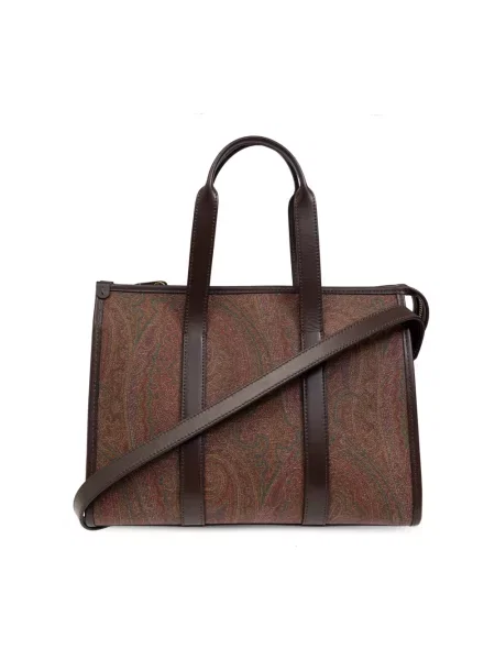 Shopperka Etro z wzorem paisley brązowa