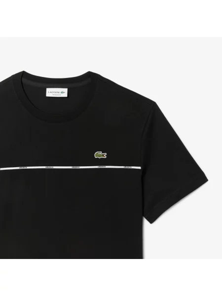 Lacoste T-Shirt Z Okrągłym Dekoltem Z Nadrukiem Regular Fit czarny