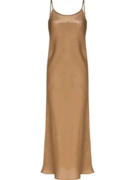 Rochie midi Baserange de in fără mâneci până la genunchi maro