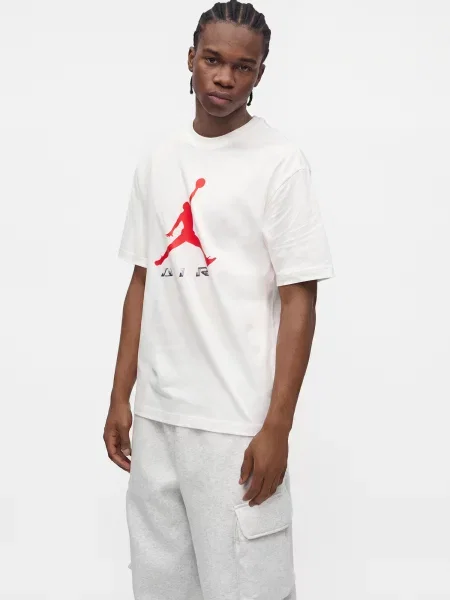Jordan Tričko Brooklyn striebornosivá / červená biela