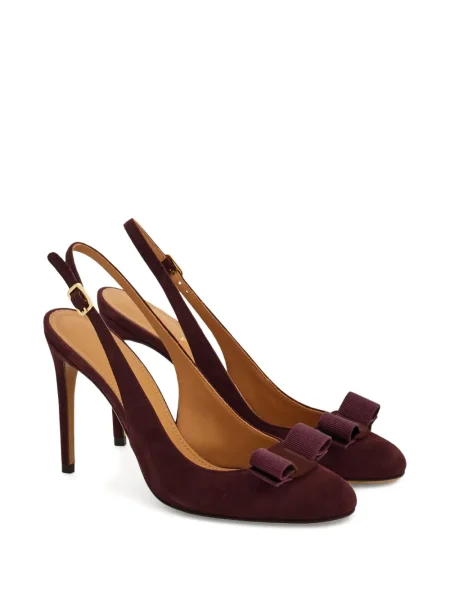 Pantofi cu toc Ferragamo cu funde slingback violet