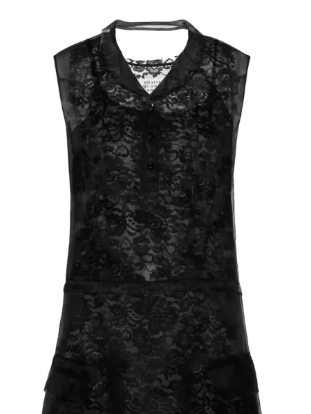 Krajkové oblekové mini mini šaty Maison Margiela černé