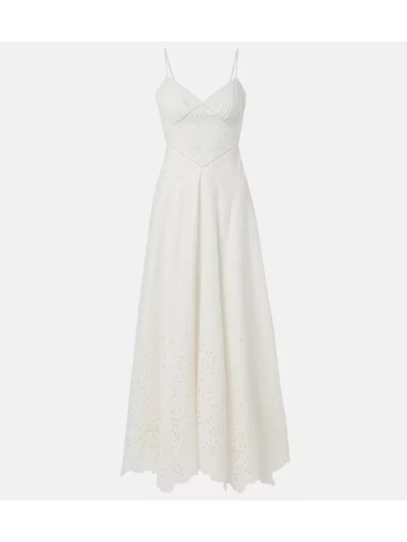 Rochie maxi Self-portrait cu broderie de costum alb