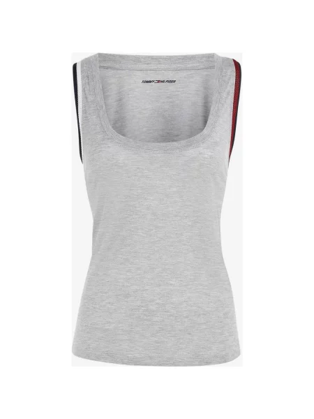 T-shirt bez rękawów Tommy Hilfiger Relaxed Split Tape Szary Czerwony S biały
