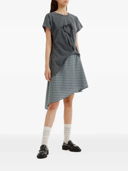 Rochie B+ab în carouri asimetrică gri