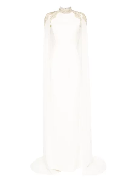 Rochie maxi Saiid Kobeisy cu broderie de costum alb