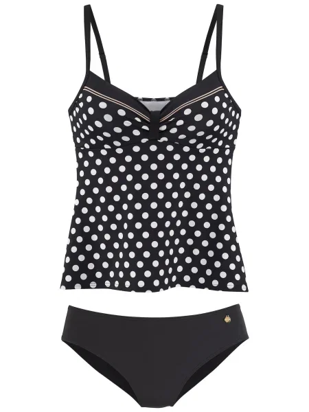 LASCANA Costum de baie Tankini negru alb