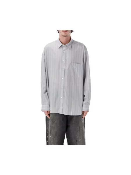 Koszula Acne Studios w paski z paskiem szara
