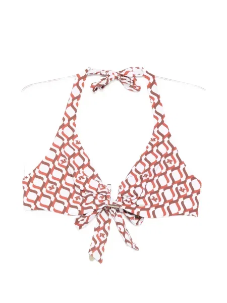 Top Max Mara cu imprimeu geometric cu legături alb