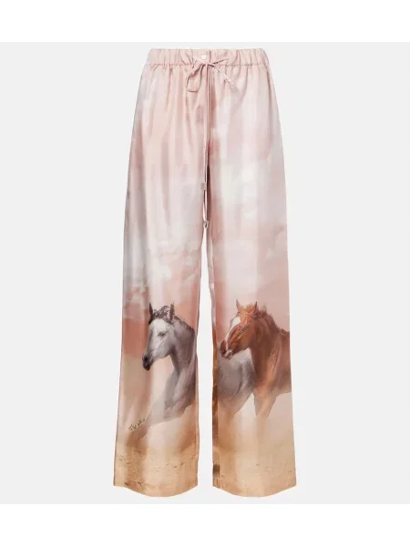 Pantaloni The Attico de mătase cu imagine