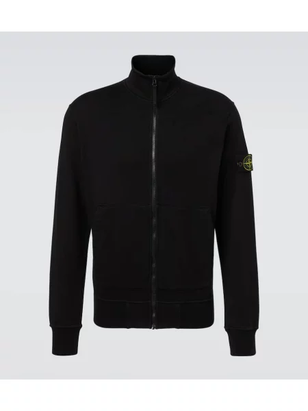 Sweter Stone Island z kamieniami z zamkiem błyskawicznym do połowy czarny