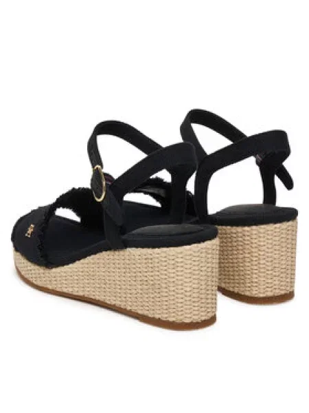 Basutės Tommy Hilfiger Mid Woven Wedge Espad Fringe juoda