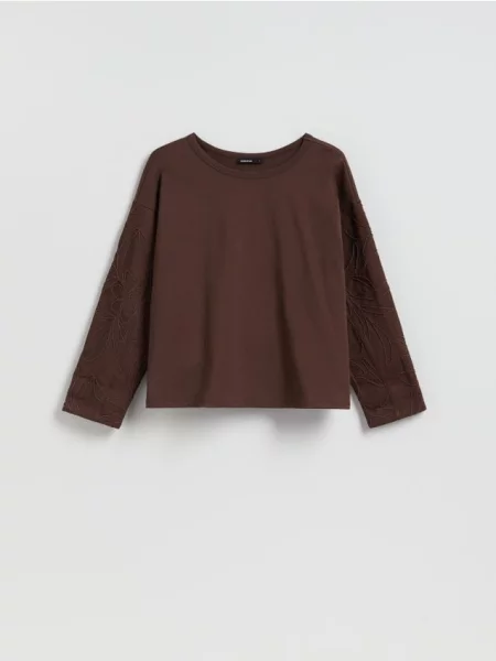 Reserved longsleeve ciemnobrązowy