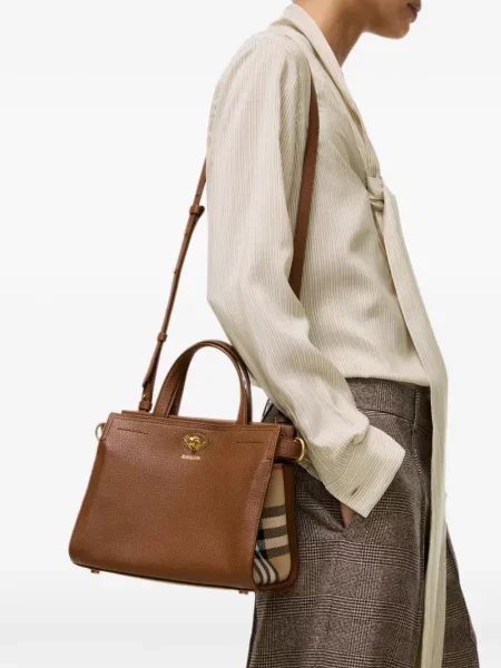 Καρό τσάντα shopper Burberry καφέ