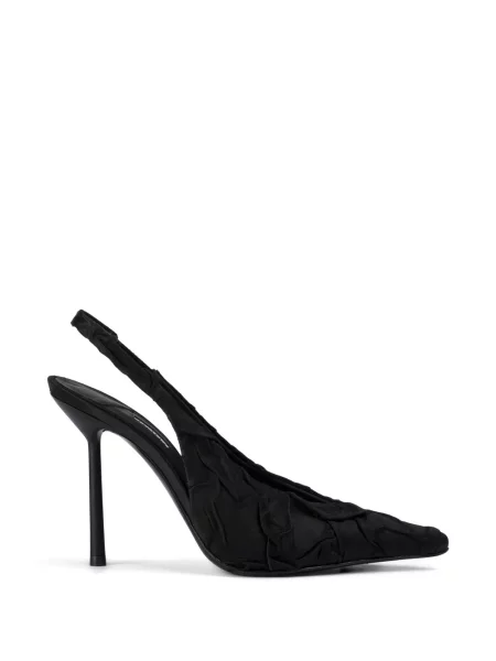 Pantofi cu toc Le Silla din satin cu volane negru