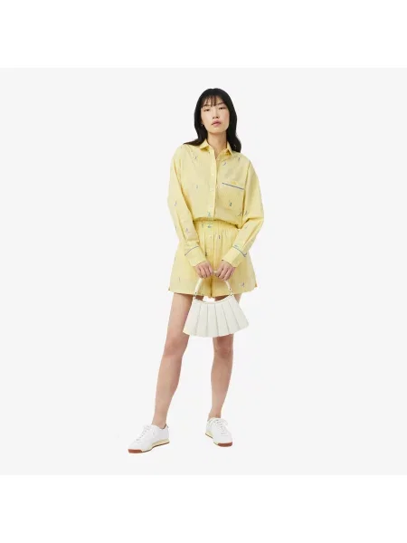 Lacoste Koszula W Paski Oversize żółta