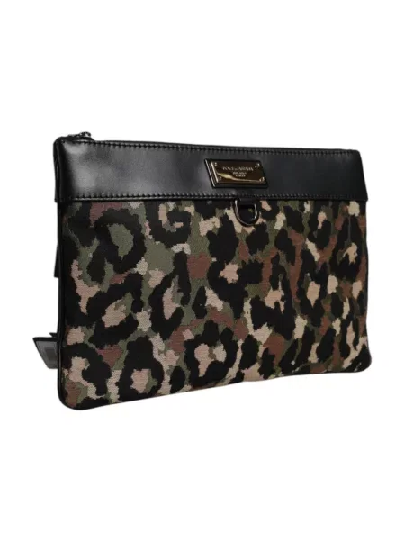 Wielobarwność torebka skórzana Dolce And Gabbana w panterkę żakardowa