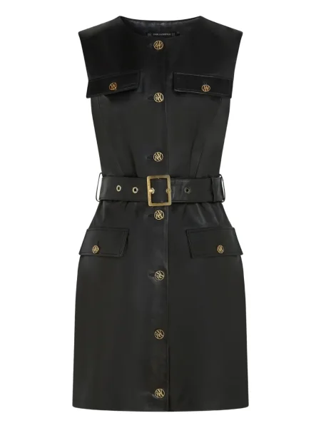 Kožna odgovarati haljina Karl Lagerfeld crna