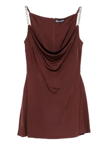 Mała sukienka mini David Koma z kryształkami garniturowa czerwona