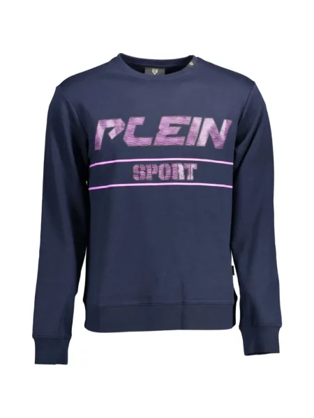 Hanorac crewneck Plein Sport cu imagine cu decolteu rotund albastru