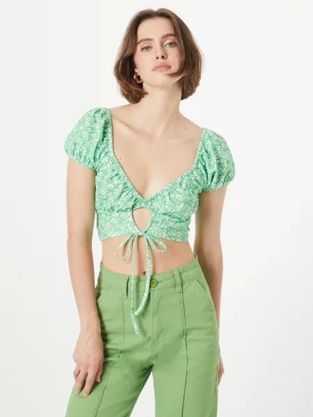 NLY by Nelly Bluză verde deschis alb