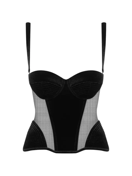 Maiou Maison Close din dantelă negru