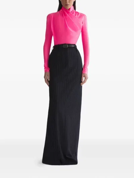 Lung top Mugler drapat roz