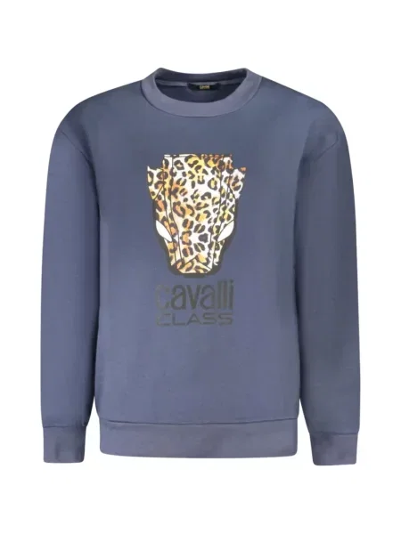 Pulover Cavalli Class cu imagine cu model leopard albastru