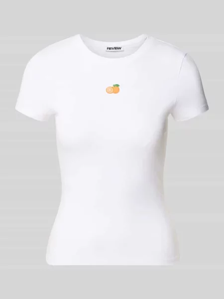 T-shirt o kroju slim fit z wyhaftowanym motywem model Fruity' Review biała