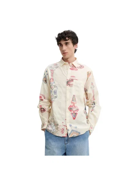 Desigual koszula IKAT regular z kołnierzykiem klasycznym beżowy