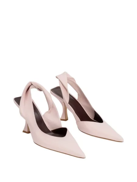 Pantofi cu toc By Far cu bretele roz