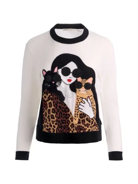 Pulover Alice + Olivia alb