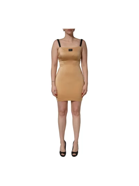 Sukienka mini Dolce And Gabbana bez rękawów brązowa