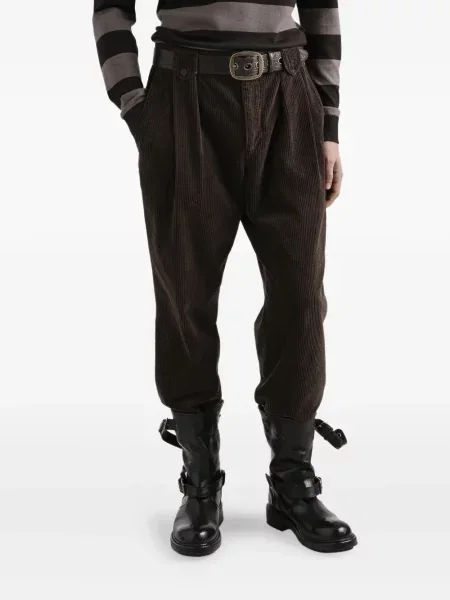 Pantaloni Dolce & Gabbana de catifea cord plisate maro