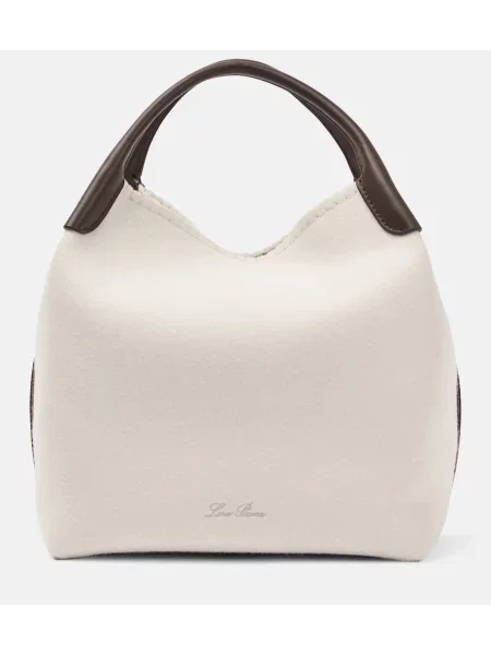 Кашмирена чанта тип bucket Loro Piana бяло