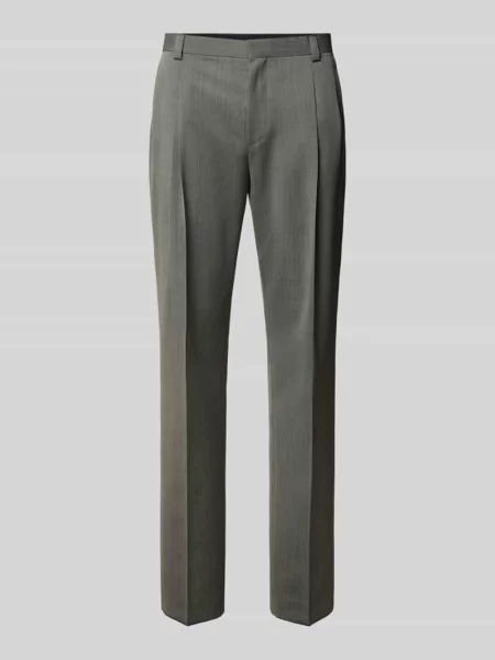 Super krój slim fit spodnie garniturowe z mieszanka żywej wełny model Hugo oliwkowe