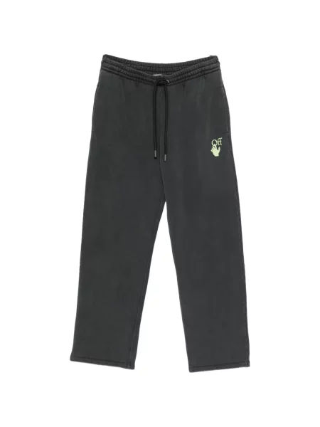 Pantaloni Off-white cu imagine alergare cu cordon alb