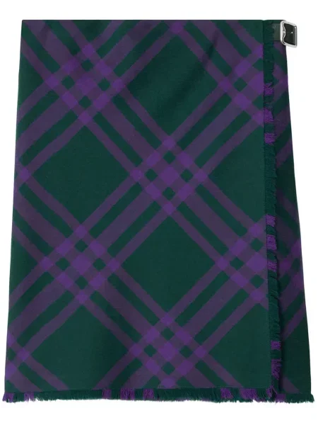 Vlněné kostkované retro sukně Burberry zelené