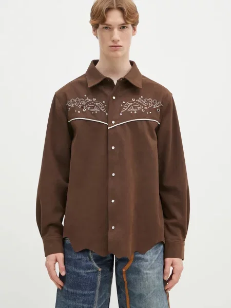 Сорочка Andersson Bell Lemmans Faux-Suede regular класичний комір коричневий