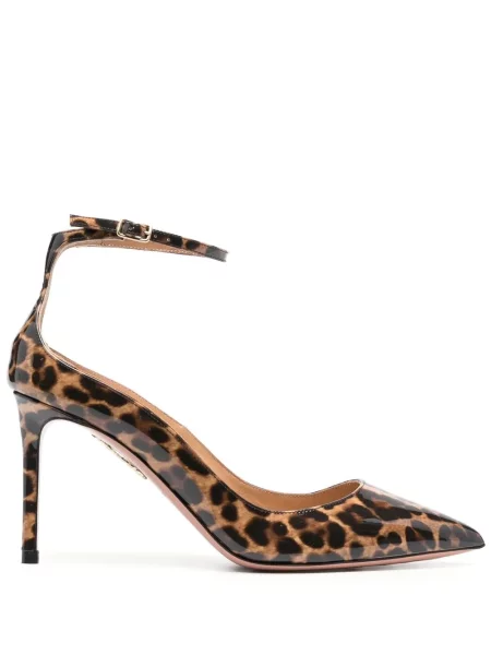 Pantofi cu toc Aquazzura cu imagine cu model leopard maro
