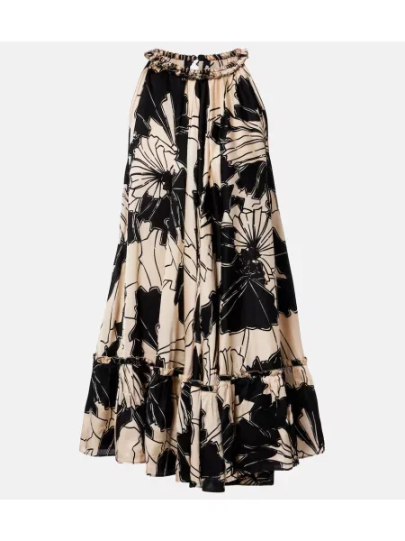 Rochie Poupette St Barth cu model floral cu gât halter negru