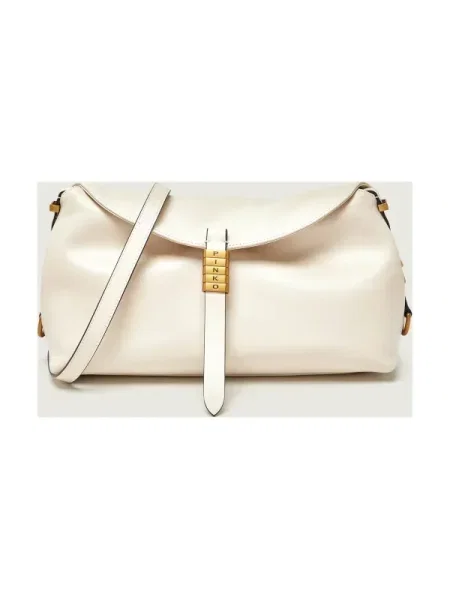 Pinko De piele geantă pe umăr SADDLE CLASSIC bej
